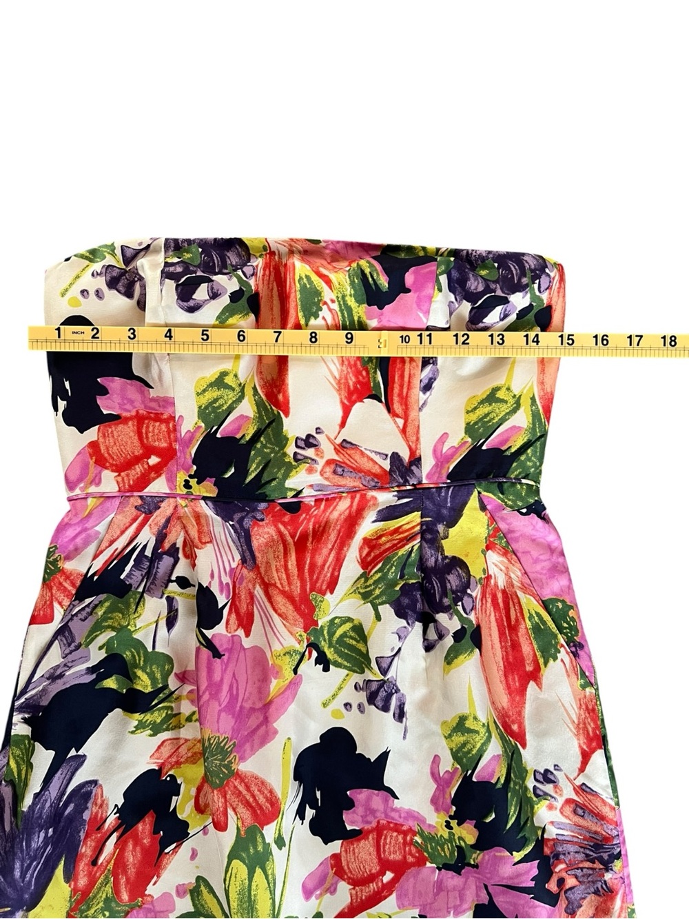 J. Crew Strapless Floral Print Cocktail Dress 100% Silk Women’s Size 4 - Picture 7 of 13